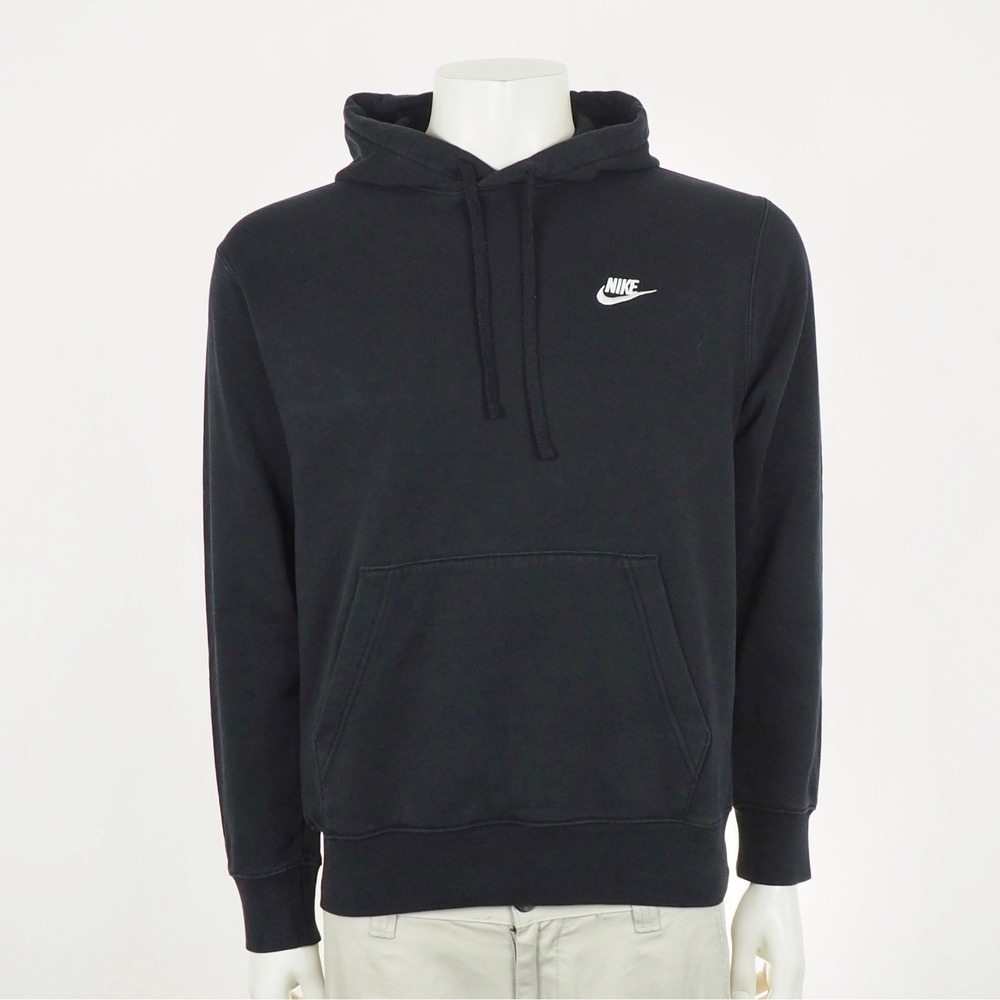 Nike Sportswear Club Pullover Hoodie Mens Medium Black Hooded Cotton Blend